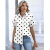 Zeagoo Button Down Shirts for Women Short Sleeve Collared Tops Dressy Casual V Neck Blouses(Jh592- Polka Dots)