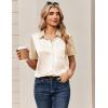 Zeagoo Satin Blouses for Women Silk Button Down Shirts Short Sleeve Business Casual Tops(Beige)