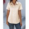 Zeagoo Satin Blouses for Women Silk Button Down Shirts Short Sleeve Business Casual Tops(Beige)