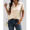 Zeagoo Satin Blouses for Women Silk Button Down Shirts Short Sleeve Business Casual Tops(Beige)