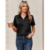 Zeagoo Satin Blouses for Women Silk Button Down Shirts Short Sleeve Business Casual Tops(Black)