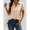 Zeagoo Satin Blouses for Women Silk Button Down Shirts Short Sleeve Business Casual Tops(Light Tan)
