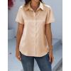 Zeagoo Satin Blouses for Women Silk Button Down Shirts Short Sleeve Business Casual Tops(Light Tan)