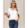 Zeagoo Satin Blouses for Women Silk Button Down Shirts Short Sleeve Business Casual Tops(White)