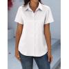 Zeagoo Satin Blouses for Women Silk Button Down Shirts Short Sleeve Business Casual Tops(White)