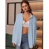 Zeagoo Womens Button Down Shirts Oversized Long Sleeve Floral Printed Blouses Casual Work Tops Drop Shoulder Outfit Clothes(B-blue)