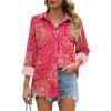 Zeagoo Womens Cotton Linen Button Down Shirts Loose Fit Long Sleeve Collared Blouse Casual V Neck Tops Outfits S-3XL(Cx320)