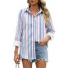 Zeagoo Womens Cotton Linen Button Down Shirts Loose Fit Long Sleeve Collared Blouse Casual V Neck Tops Outfits S-3XL(Tz267)