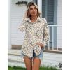 Zeagoo Womens Cotton Linen Button Down Shirts Loose Fit Long Sleeve Collared Blouse Casual V Neck Tops Outfits S-3XL(Xh397)