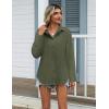 Zeagoo Womens Cotton Linen Button Down Shirts Loose Fit Long Sleeve Collared Blouse Casual V Neck Tops Outfits S-3XL(Z-army Green)