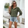 Zeagoo Womens Cotton Linen Button Down Shirts Loose Fit Long Sleeve Collared Blouse Casual V Neck Tops Outfits S-3XL(Z-army Green)
