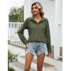 Zeagoo Womens Cotton Linen Button Down Shirts Loose Fit Long Sleeve Collared Blouse Casual V Neck Tops Outfits S-3XL(Z-army Green)