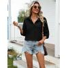 Zeagoo Womens Cotton Linen Button Down Shirts Loose Fit Long Sleeve Collared Blouse Casual V Neck Tops Outfits S-3XL(Z-black)
