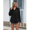Zeagoo Womens Cotton Linen Button Down Shirts Loose Fit Long Sleeve Collared Blouse Casual V Neck Tops Outfits S-3XL(Z-black)