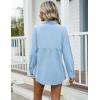 Zeagoo Womens Cotton Linen Button Down Shirts Loose Fit Long Sleeve Collared Blouse Casual V Neck Tops Outfits S-3XL(Z-blue)
