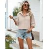 Zeagoo Womens Cotton Linen Button Down Shirts Loose Fit Long Sleeve Collared Blouse Casual V Neck Tops Outfits S-3XL(Z-champagne)