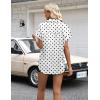 Zeagoo Womens Satin Blouse Short Sleeve Silk Tops Button Down Shirts Business Casual Outfits(Black Polka Dot)