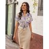 Zeagoo Womens Satin Blouse Short Sleeve Silk Tops Button Down Shirts Business Casual Outfits(Floral-a)