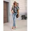 Zeagoo Womens Satin Blouse Short Sleeve Silk Tops Button Down Shirts Business Casual Outfits(Tie Dye Navy)