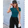 Zeagoo Women Crewneck Slim Fitted Short Sleeve T Shirts Cute Stretchy Bodycon Basic Tee Tops(Blue Green)