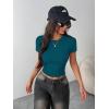 Zeagoo Women Crewneck Slim Fitted Short Sleeve T Shirts Cute Stretchy Bodycon Basic Tee Tops(Blue Green)