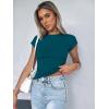 Zeagoo Women Crewneck Slim Fitted Short Sleeve T Shirts Cute Stretchy Bodycon Basic Tee Tops(Blue Green)