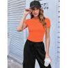 Zeagoo Women Crewneck Slim Fitted Short Sleeve T Shirts Cute Stretchy Bodycon Basic Tee Tops(Orange)