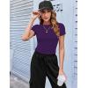 Zeagoo Women Crewneck Slim Fitted Short Sleeve T Shirts Cute Stretchy Bodycon Basic Tee Tops(Purple)