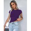 Zeagoo Women Crewneck Slim Fitted Short Sleeve T Shirts Cute Stretchy Bodycon Basic Tee Tops(Purple)
