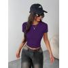 Zeagoo Women Crewneck Slim Fitted Short Sleeve T Shirts Cute Stretchy Bodycon Basic Tee Tops(Purple)