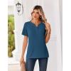 Zeagoo Womens Summer Tops V Neck Short Sleeve Shirts Dressy Casual Blouse Spring Vacation Tshirts Clothes(Dark Blue)