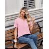 Zeagoo Womens Summer Tops V Neck Short Sleeve Shirts Dressy Casual Blouse Spring Vacation Tshirts Clothes(Pink)
