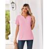Zeagoo Womens Summer Tops V Neck Short Sleeve Shirts Dressy Casual Blouse Spring Vacation Tshirts Clothes(Pink)