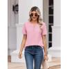 Zeagoo Womens Summer Tops V Neck Short Sleeve Shirts Dressy Casual Blouse Spring Vacation Tshirts Clothes(Pink)