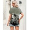 Zeagoo Womens Tops Short Sleeve V Neck Tee Shirts Cute Dressy Casual Clothing Business Work Blouse(Gray Cat Dw176)