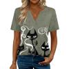 Zeagoo Womens Tops Short Sleeve V Neck Tee Shirts Cute Dressy Casual Clothing Business Work Blouse(Gray Cat Dw176)