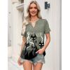 Zeagoo Womens Tops Short Sleeve V Neck Tee Shirts Cute Dressy Casual Clothing Business Work Blouse(Gray Cat Dw176)