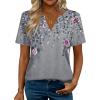 Zeagoo Womens Tops Short Sleeve V Neck Tee Shirts Cute Dressy Casual Clothing Business Work Blouse(Grey Flower Hf36)