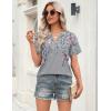 Zeagoo Womens Tops Short Sleeve V Neck Tee Shirts Cute Dressy Casual Clothing Business Work Blouse(Grey Flower Hf36)