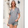 Zeagoo Womens Tops Short Sleeve V Neck Tee Shirts Cute Dressy Casual Clothing Business Work Blouse(Grey Flower Hf36)