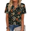 Zeagoo Womens Tops Short Sleeve V Neck Tee Shirts Cute Dressy Casual Clothing Business Work Blouse(Maple Leaf Wf157)