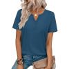 Zeagoo Womens Summer Tops V Neck Short Sleeve Shirts Dressy Casual Blouse Spring Vacation Tshirts Clothes(Dark Blue)