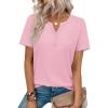 Zeagoo Womens Summer Tops V Neck Short Sleeve Shirts Dressy Casual Blouse Spring Vacation Tshirts Clothes(Pink)