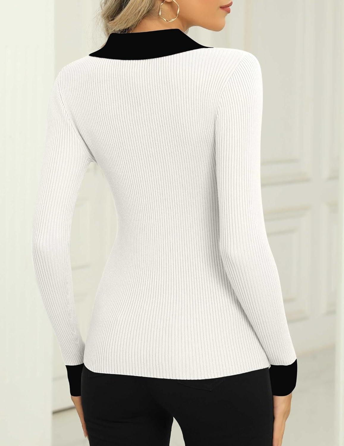 imageZeagoo Womens 2026 Sweater Tops Long Sleeve V Neck Ribbed Knit Slim Fitted Casual Work Basic Shirts SXXLPat4