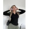 Zeagoo Womens 2026 Sweater Tops Long Sleeve V Neck Ribbed Knit Slim Fitted Casual Work Basic Shirts S-XXL(Black)