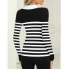 Zeagoo Womens 2026 Sweater Tops Long Sleeve V Neck Ribbed Knit Slim Fitted Casual Work Basic Shirts S-XXL(Black White Stripe)