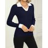 Zeagoo Womens 2026 Sweater Tops Long Sleeve V Neck Ribbed Knit Slim Fitted Casual Work Basic Shirts S-XXL(Pat1)