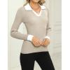 Zeagoo Womens 2026 Sweater Tops Long Sleeve V Neck Ribbed Knit Slim Fitted Casual Work Basic Shirts S-XXL(Pat3)