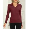 Zeagoo Womens 2026 Sweater Tops Long Sleeve V Neck Ribbed Knit Slim Fitted Casual Work Basic Shirts S-XXL(Red)