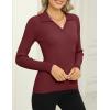 Zeagoo Womens 2026 Sweater Tops Long Sleeve V Neck Ribbed Knit Slim Fitted Casual Work Basic Shirts S-XXL(Red)